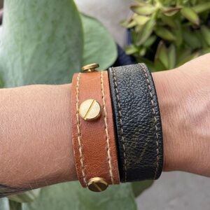 Stylish Leather Bracelet Set - genuine lv strap bracelet